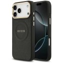GUESS futerał do IPHONE 17 Pro Max kompatybilny z MagSafe GUHMP17XPSAMSECK (PU W/ Peony Hot Stamp) czarny