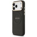 GUESS futerał do IPHONE 17 Pro Max kompatybilny z MagSafe GUHMP17XPSAMSECK (PU W/ Peony Hot Stamp) czarny