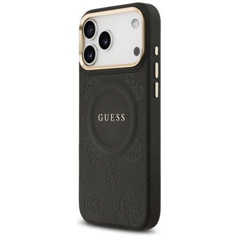 GUESS futerał do IPHONE 17 Pro Max kompatybilny z MagSafe GUHMP17XPSAMSECK (PU W/ Peony Hot Stamp) czarny