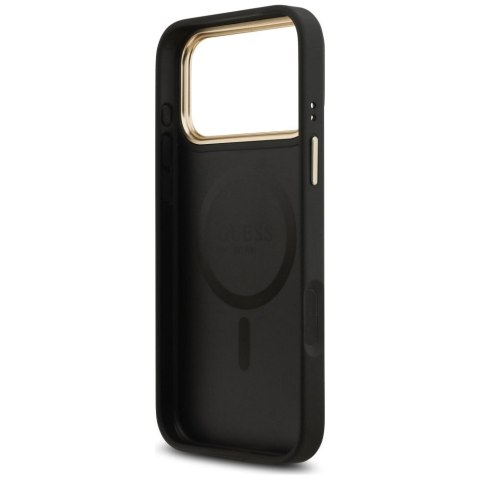 GUESS futerał do IPHONE 17 Pro Max kompatybilny z MagSafe GUHMP17XPSAMSECK (PU W/ Peony Hot Stamp) czarny