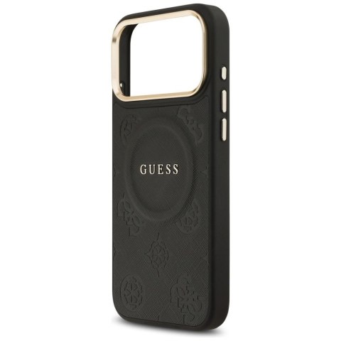 GUESS futerał do IPHONE 17 Pro Max kompatybilny z MagSafe GUHMP17XPSAMSECK (PU W/ Peony Hot Stamp) czarny