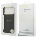 GUESS futerał do IPHONE 17 Pro Max kompatybilny z MagSafe GUHMP17XPSAMSECK (PU W/ Peony Hot Stamp) czarny