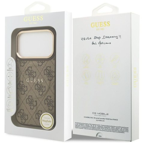 GUESS futerał do IPHONE 17 Pro kompatybilny z MagSafe GUHMP17LP4MSEGCW (PU 4G W/ Classic) brązowy