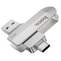 Pendrive 64GB USB 3.0 (USB A + USB C) Hoco UD10 srebrny