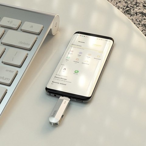 Pendrive 64GB USB 3.0 (USB A + USB C) Hoco UD10 srebrny