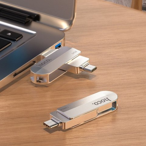 Pendrive 64GB USB 3.0 (USB A + USB C) Hoco UD10 srebrny