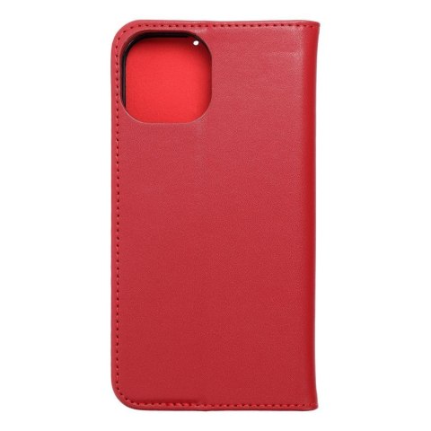 Etui z klapką na iPhone 15 Smart Pro Book skórzane bordowe