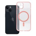 Futerał do iPhone 14 Clear Mag Cover (STR / CAMERA PROTECTION) zgodny z MagSafe różowy glitter