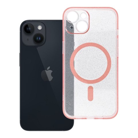 Futerał do iPhone 14 Clear Mag Cover (STR / CAMERA PROTECTION) zgodny z MagSafe różowy glitter