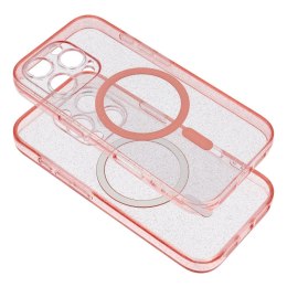 Futerał do iPhone 14 Clear Mag Cover (STR / CAMERA PROTECTION) zgodny z MagSafe różowy glitter