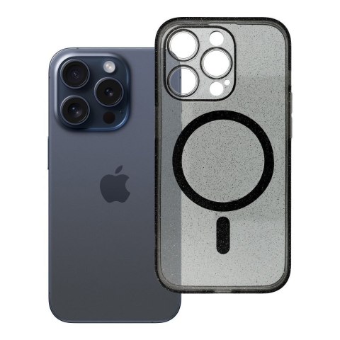 Futerał do iPhone 14 PRO Clear Mag Cover (STR / CAMERA PROTECTION) zgodny z MagSafe czarny glitter