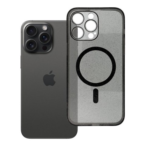 Futerał do iPhone 14 PRO MAX Clear Mag Cover (STR / CAMERA PROTECTION) zgodny z MagSafe czarny glitter