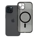 Futerał do iPhone 15 Clear Mag Cover (STR / CAMERA PROTECTION) zgodny z MagSafe czarny glitter