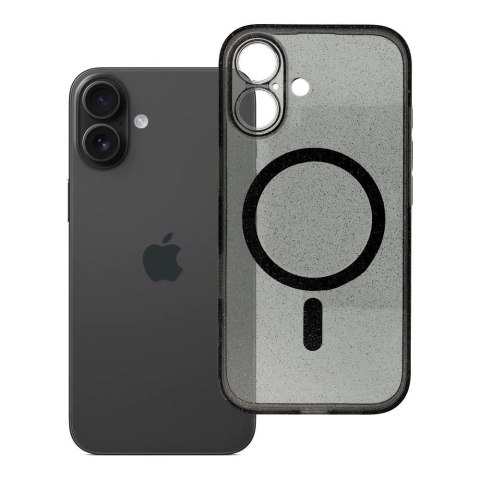 Futerał do iPhone 16 Clear Mag Cover (STR / CAMERA PROTECTION) zgodny z MagSafe czarny glitter