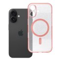 Futerał do iPhone 16 Clear Mag Cover (STR / CAMERA PROTECTION) zgodny z MagSafe różowy glitter