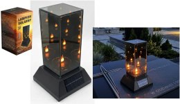 Latarnia szklana znicz SOLAR LUSTRO KWADRAT 3D na plastikowej czarnej podstawie 27,5x15x15 cm SL-K2S-B