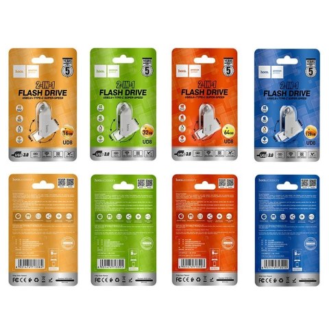 Pendrive 128GB USB 3.0 (USB A + USB C) Hoco UD8 nikiel