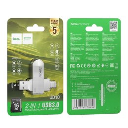 Pendrive 16GB USB 3.0 (USB A + USB C) Hoco UD10 srebrny