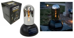 Świeca, lampion SOLARNY VELORA szklana tuba, plastikowa CZARNA podstawa 22x16x16 cm SL-C1S-B