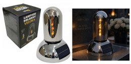 Świeca, lampion SOLARNY VELORA szklana tuba, plastikowa SREBRNA podstawa 22x16x16 cm SL-C1S-S