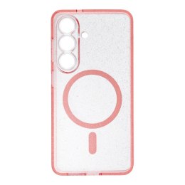 Futerał do Samsung S26 Clear Mag Cover (STR / CAMERA PROTECTION) zgodny z MagSafe różówy glitter