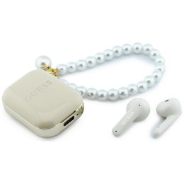 Słuchawki bezprzewodowe douszne GUESS TWS Pearl Strap GUE005326 beżowe