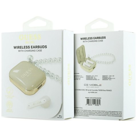 Słuchawki bezprzewodowe douszne GUESS TWS Pearl Strap GUE005326 beżowe