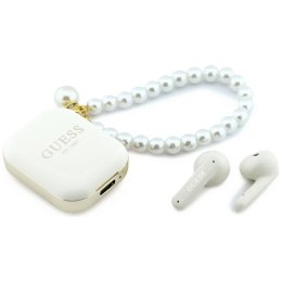 Słuchawki bezprzewodowe douszne GUESS TWS Pearl Strap GUE005327 białe
