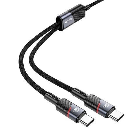Kabel 2w1 USB C do USB C / USB C Hoco 5A 100W 1,2 m U139 czarny