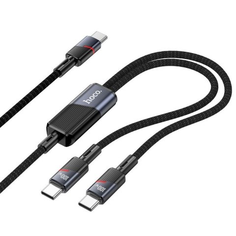 Kabel 2w1 USB C do USB C / USB C Hoco 5A 100W 1,2 m U139 czarny
