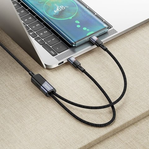 Kabel 2w1 USB C do USB C / USB C Hoco 5A 100W 1,2 m U139 czarny