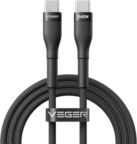 Kabel USB C do USB C VEGER PD 5A 240W 1,5 m CC03 czarny