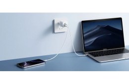 Ładowarka sieciowa do telefonu USB A + Typ C PD Super Charge PPS 100W + kabel Typ C do C 240W VEGER TR150 biała