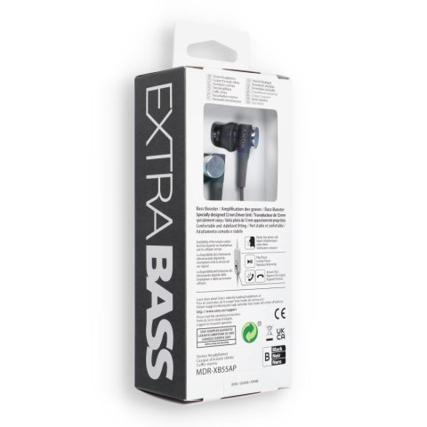 Słuchawki przewodowe douszne Jack 3,5 mm Sony MDR-XB55APB czarne