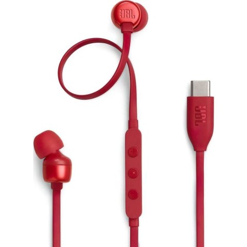 Słuchawki przewodowe douszne USB C JBL Tune 310C czerwone
