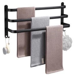 Wieszak na Ręczniki Łazienkowy Ścienny Aluminiowy Czarny VILDE 40x15x23 cm