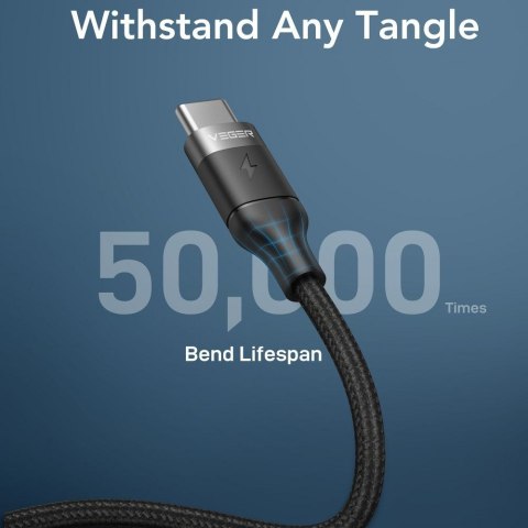 Kabel USB C do USB C VEGER PD 5A 100W 1,5 m CC02 czarny