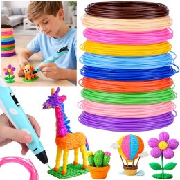Mega zestaw filament wkłady pcl zapas do długopisu 3D 10 kolorów 50m ZA6148