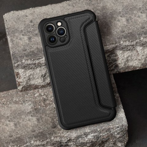 Etui z klapką na iPhone 15 Razor Book czarne