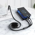 Kabel 3w1 USB A do Lightnig / Micro USB / USB C Hoco 2A 1 m X78 czarny