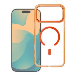 Etui na iPhone 17 Pro Max Frame Clear Hybrid Mag Cover zgodny z MagSafe pomarańczowe