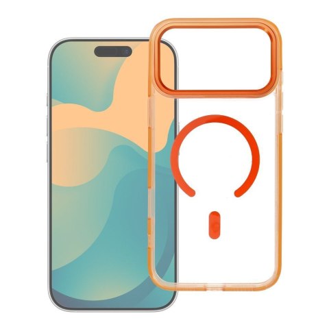 Etui na iPhone 17 Pro Max Frame Clear Hybrid Mag Cover zgodny z MagSafe pomarańczowe