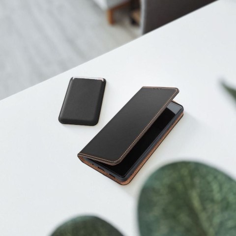 Etui z klapką na Samsung S21 FE Smart Pro Book skórzane czarne