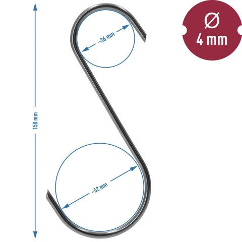 Haki do wędzenia - S cięte 45° 4mm x 150mm 5 szt. 311325