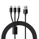 Kabel 3w1 USB A do Lightning / Typ C / Micro USB VEGER 2,4A 18W V303 1,5 m czarny
