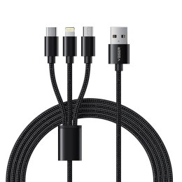 Kabel 3w1 USB A do Lightning / Typ C / Micro USB VEGER 2,4A 18W V303 1,5 m czarny
