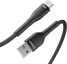 Kabel USB A do Typ C VEGER PD 11V 6A 66W AC04 1,2 m czarny