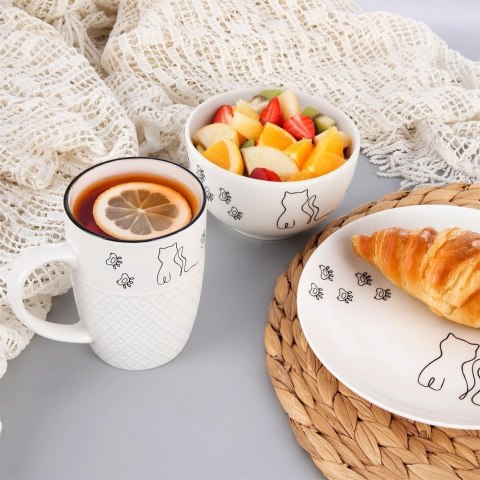 Kubek Porcelanowy 380 ml Kotek Biały z Uchem Prezent dla Kociary