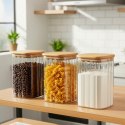 Pojemnik na produkty sypkie szklany z pokrywką i uszczelką 1,1 l