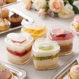 Pucharki Serce z Pokrywkami 130ml Zestaw 4 szt. Finger Food ORION